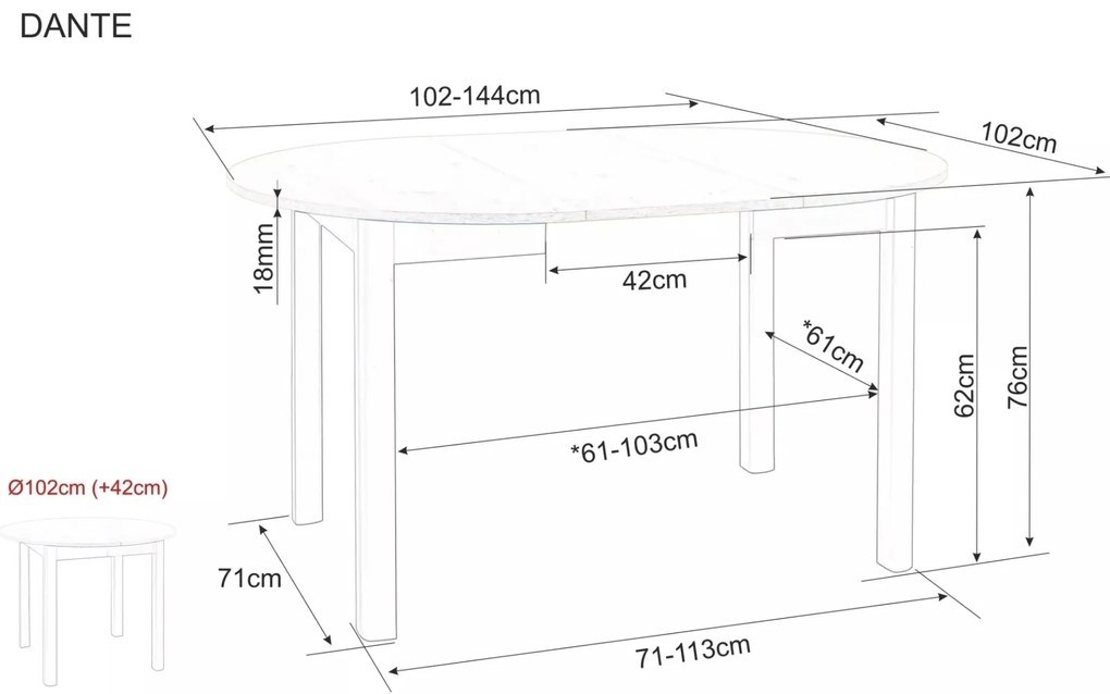 Rozkládací jídelní stůl Dante I 102/144 cm dub cremona torro/kašmír