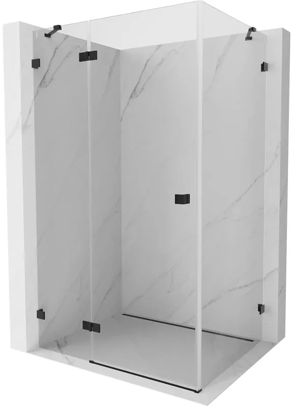 Mexen Lunar, výklopný sprchový kút ľavý 80 x 70 cm, 8mm číre sklo, čierny profil, 834-080-070-70-00-L