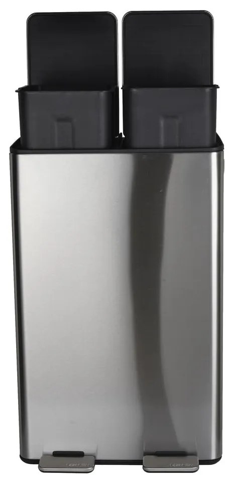 Oceľový odpadkový kôš 2x30 l na triedený odpad/nášľapný v matne striebornej farbe Aliya – Spirella