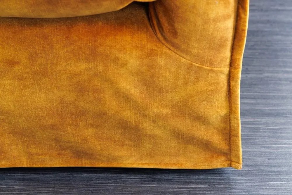 Invicta Interior - Pohovka 3-miestna HEAVEN 210 cm, zamat, odnímateľný poťah, horčicovo žltá