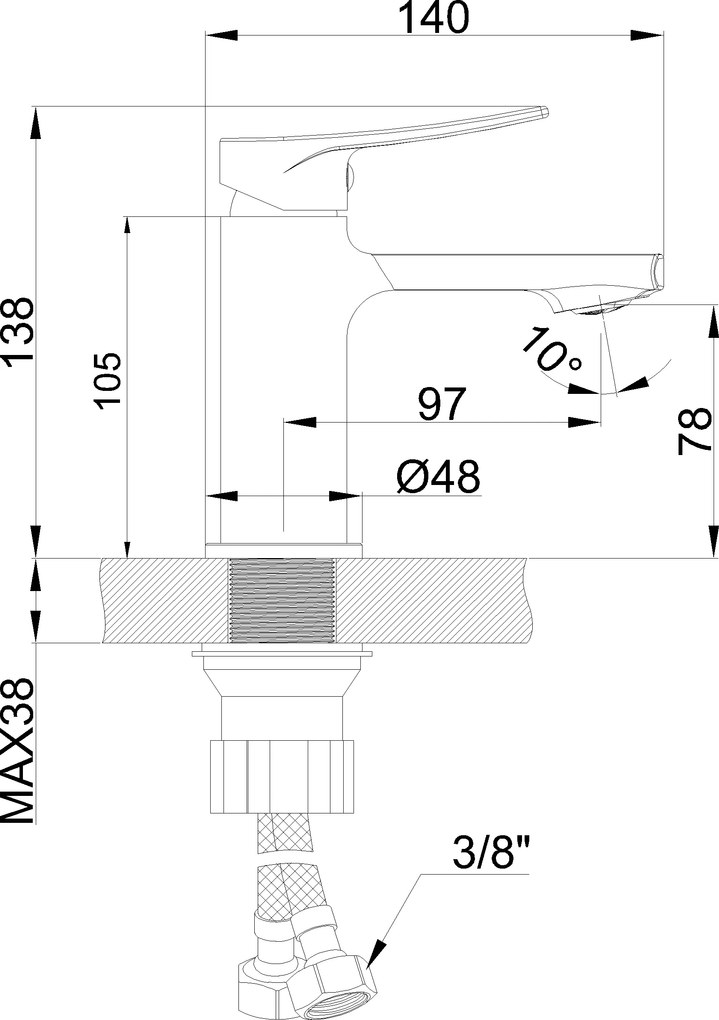 Invena Erona, umývadlová batéria, h-138, chrómová, INV-BU-57-001-L