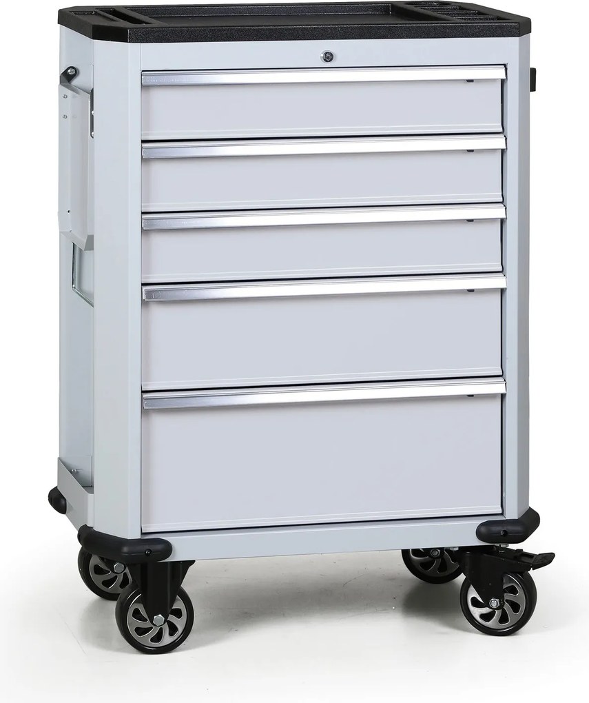 Pojazdný dielenský vozík na náradie G2, 5 zásuviek, sivá