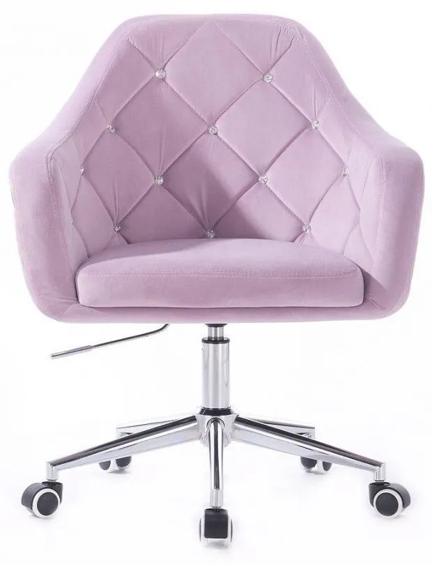 LuxuryForm DESIGN Kreslo ROMA VELUR na striebornej podstave s kolieskami - levanduľa