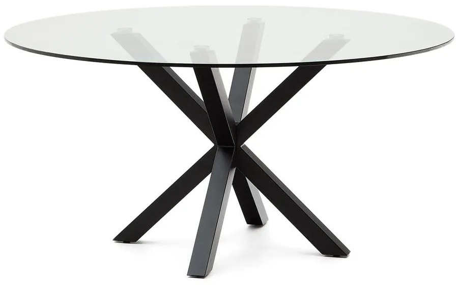 Čierny okrúhly jedálenský stôl so sklenenou doskou ø 150 cm Argo – Kave Home
