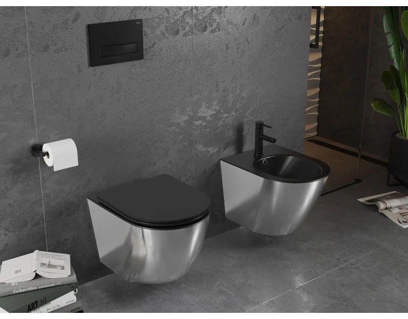 Mexen Lena, závesný bidet 480x370x325 mm, čierna matná - strieborná, 35224874