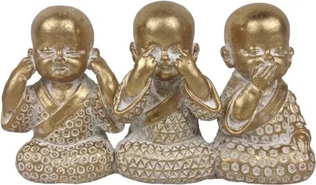 Dekoračná soška Traja Budhovia 16 cm, zlatá%