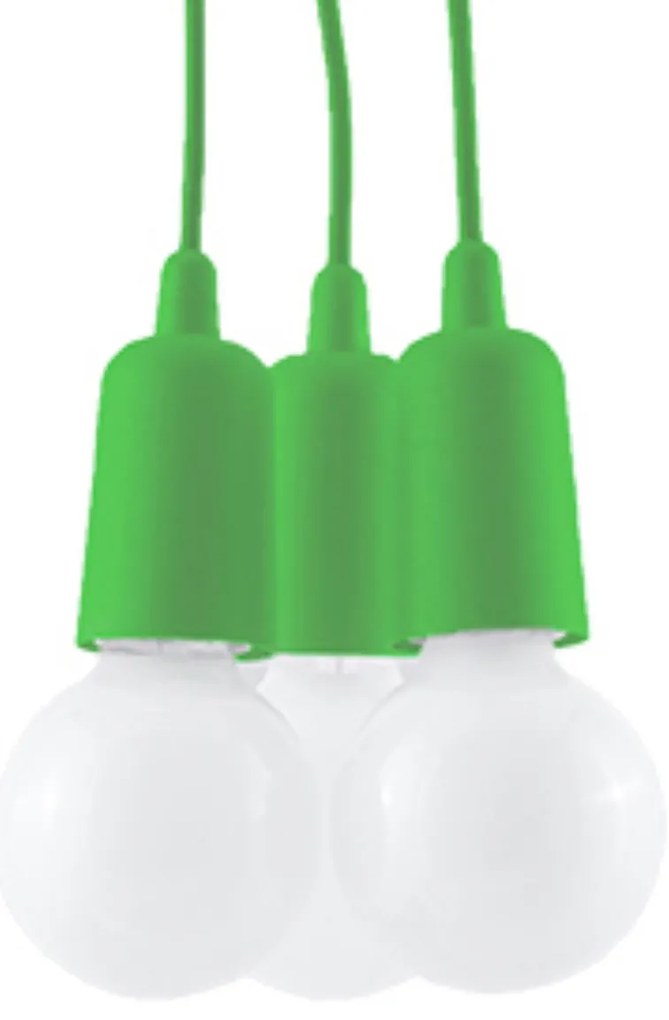 Závesné svietidlo Diego 3, zelené telo svietidla