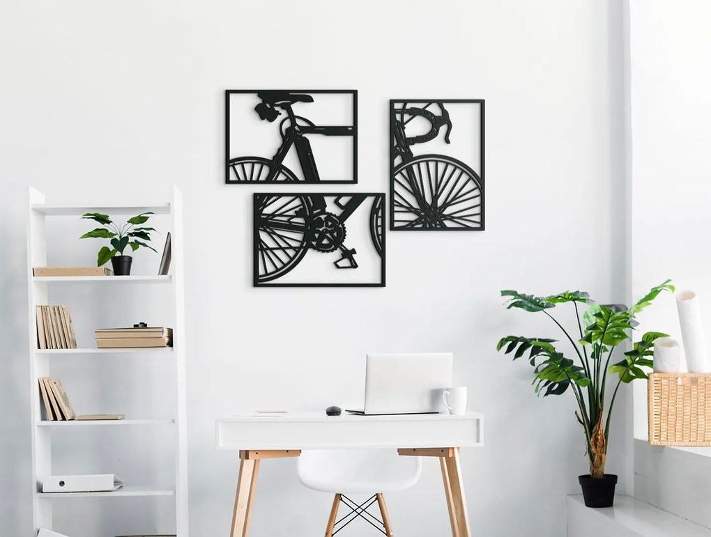 drevko Viacdielny obraz Bicykel Rozmer obrazu: 44,5 x 58 cm, Farba dekorácie: Čierna
