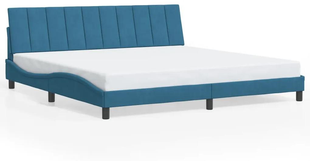 Rám postele s LED svetlami modrý 200x200 cm zamat 3213803