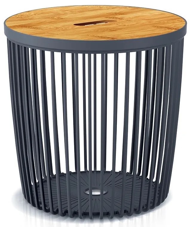 Univerzálny kôš s bambusovým vekom, 25 l, prírodné drevo / antracit