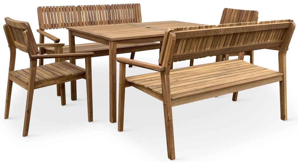 Noela Záhradný set LUCY - 1x stôl + 2x kreslo + 2x lavica 3-miestna