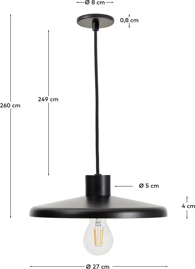 Čierne závesné svietidlo s kovovým tienidlom Nuvira – Kave Home