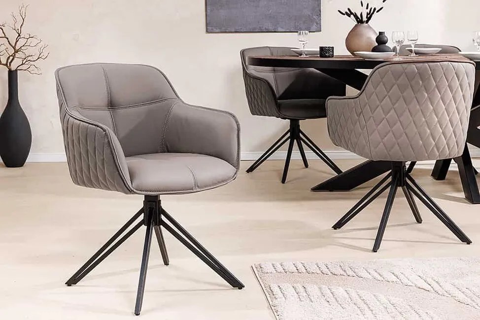 Otočná kožená jedálenská stolička Euphoria taupe