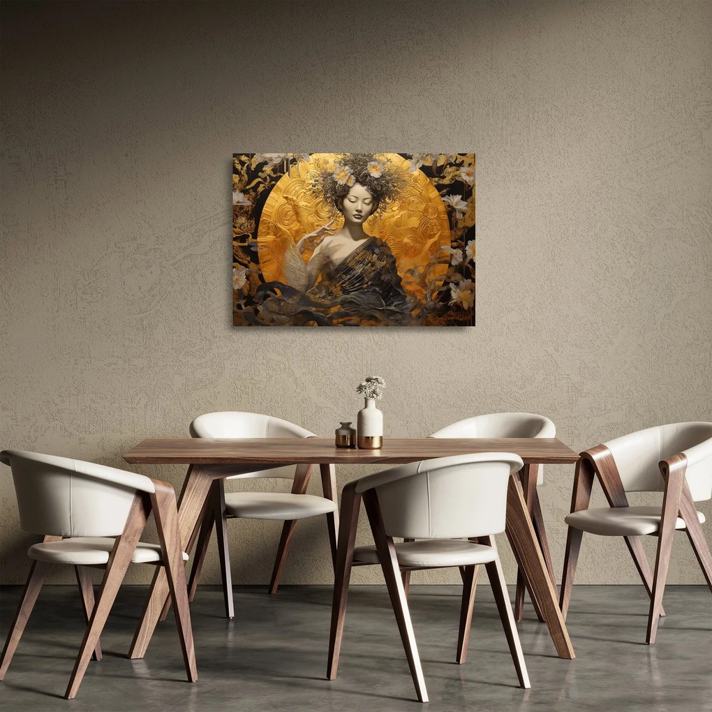Sklenený obraz - Japonská dáma (70x50 cm)