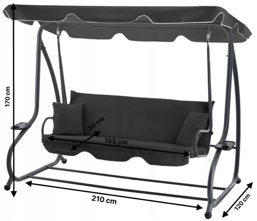 Záhradná hojdačka MARRIANE 2v1 210 cm antracit