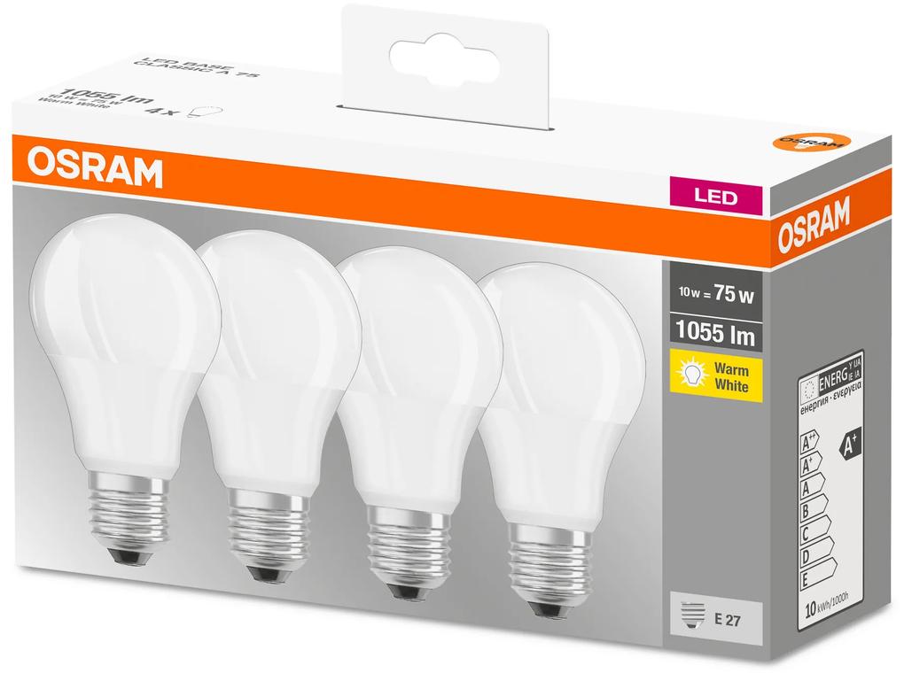 OSRAM Sada 4x LED žiarovka E27, A75, 11W, 1055lm, 2700K, teplá biela