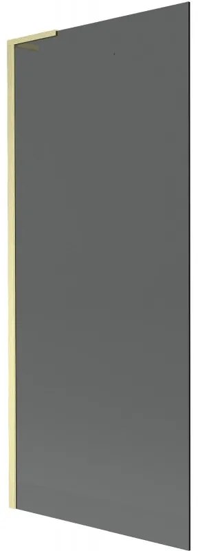 Mexen Next L, 1-krídlová vaňová zástena 80 x 150 cm, 6mm šedé sklo, zlatý matný profil, 895-080-000-03-40-55