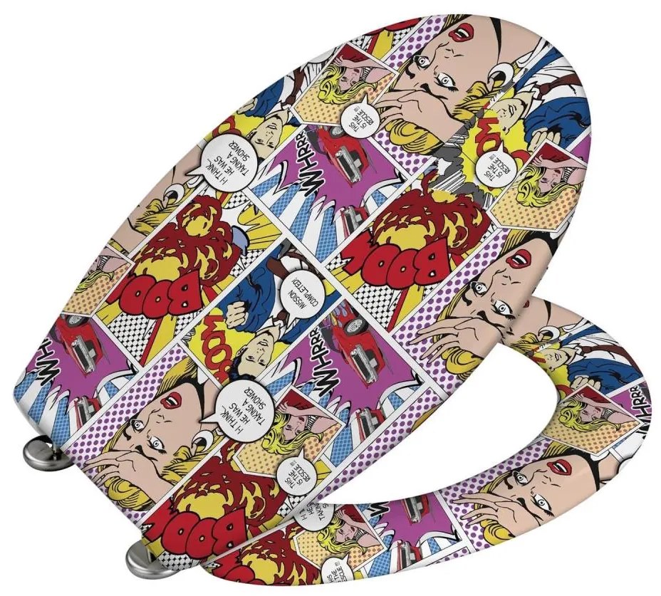 WENKO 22797100-WC toaletné sedadlo POP-ART 45x38 cm pestrofarebné/strieborné