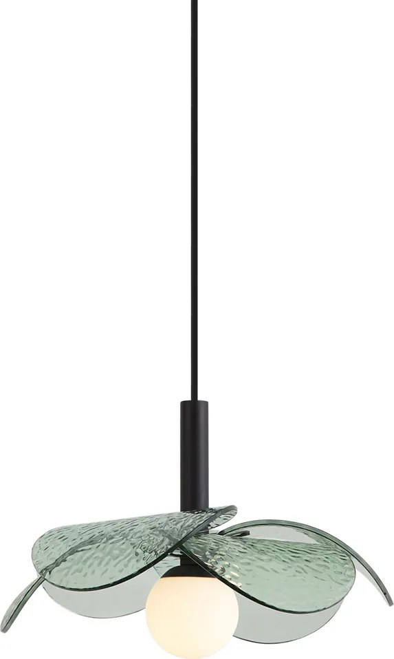 Dizajnová závesná lampa čierna so zeleným sklom - Kemner