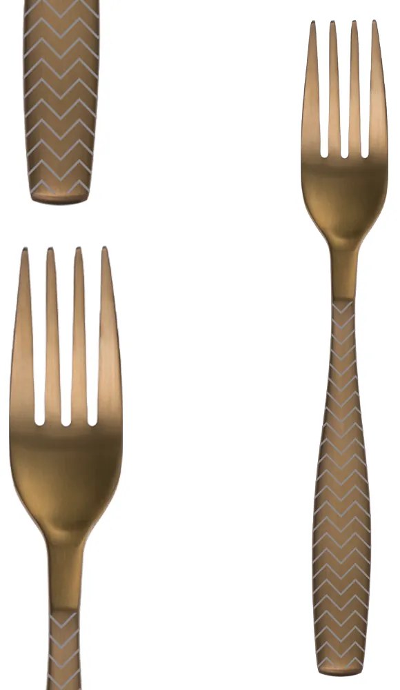 Príborový set 24 ks - Gaya All Satin zlatý - Chevron - 128499