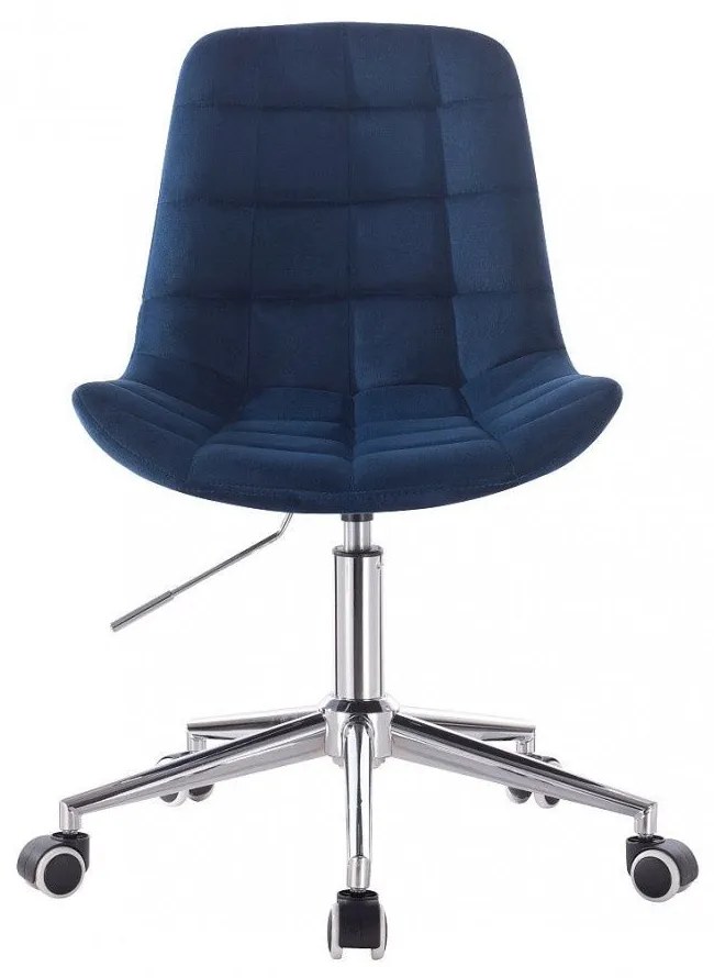 LuxuryForm DESIGN Stolička PARIS VELUR na striebornej podstave s kolieskami - modrá
