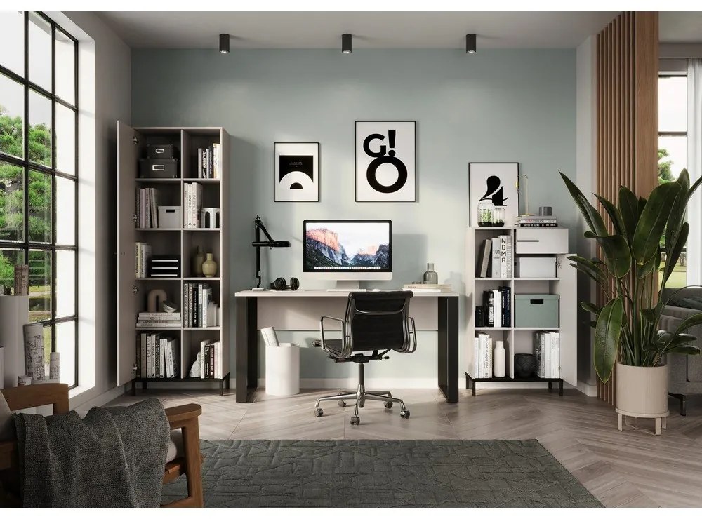 Krémová knižnica 64x190x34 cm Rovigo – Germania