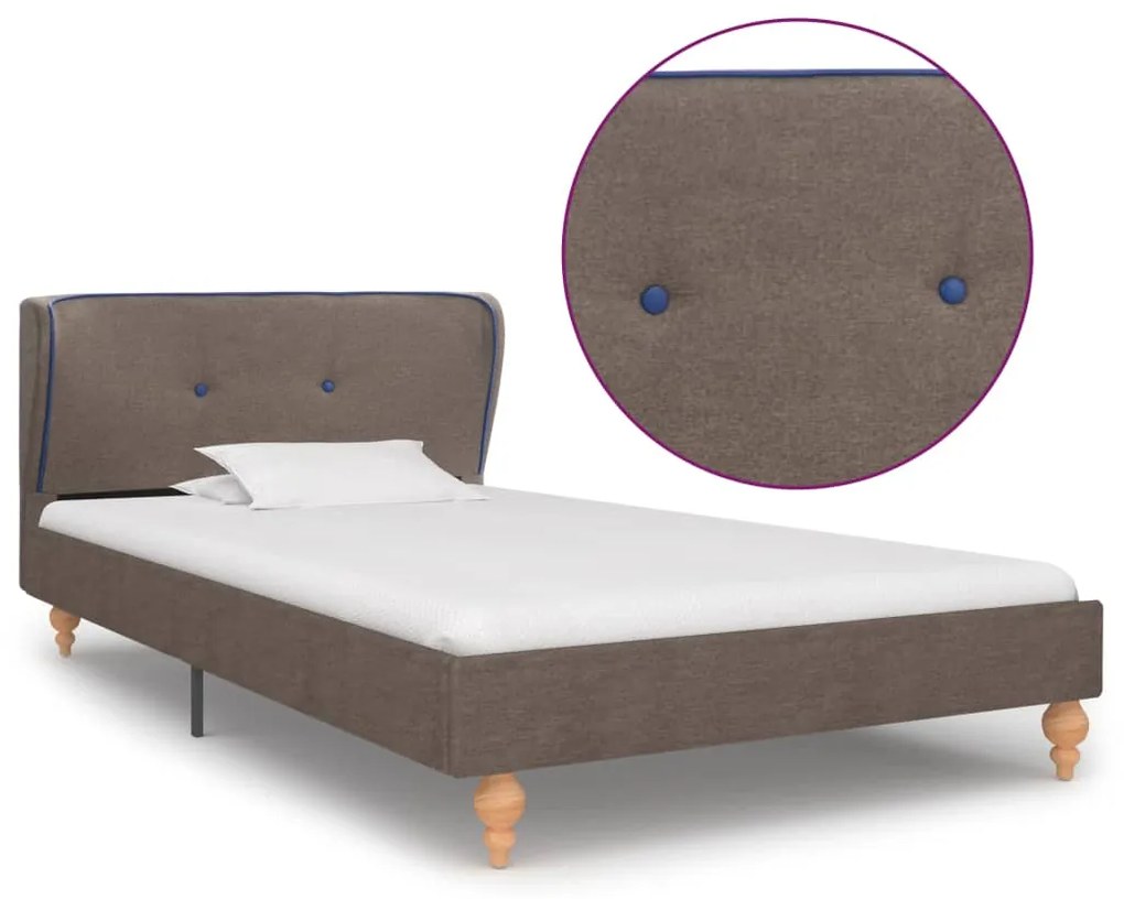 vidaXL Rám postele hnedosivý látkový 90x200 cm