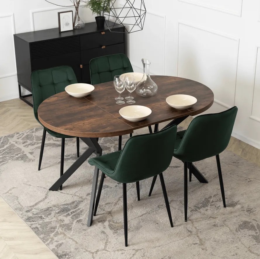 Stôl RENO 90–190 cm Dub Rustikál/Čierny