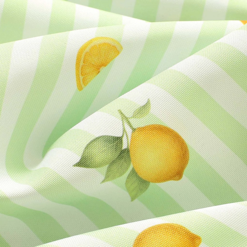 Goldea oválny teflónový obrus - zelené prúžky s citrónmi 140 x 240 cm