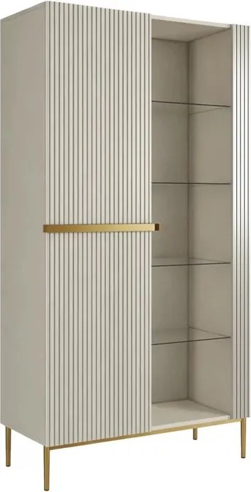 Vitrína Nicole 100 cm - kašmírová / zlatá