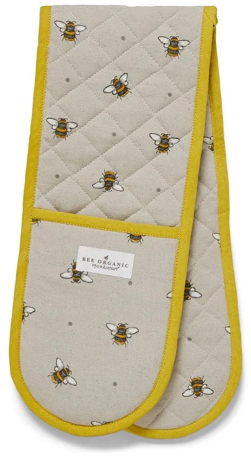 Béžovo-žltá bavlnená dvojitá chňapka Cooksmart ® Bumble Bees