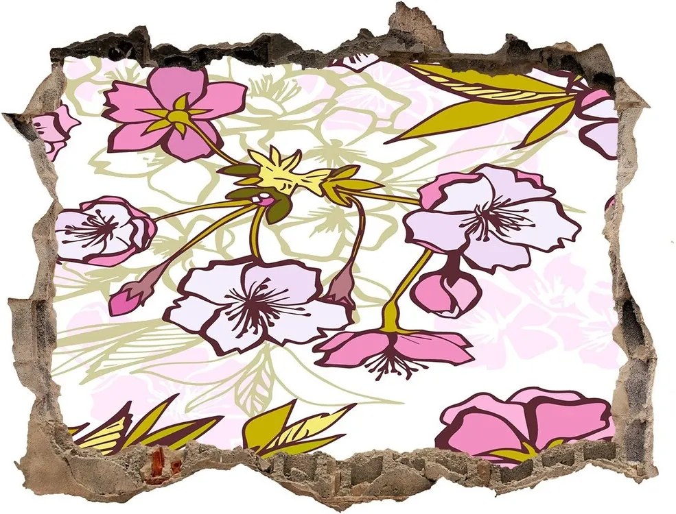 Nálepka 3D díra na zeď Květy višně WallHole-95x64-kamien-63762757