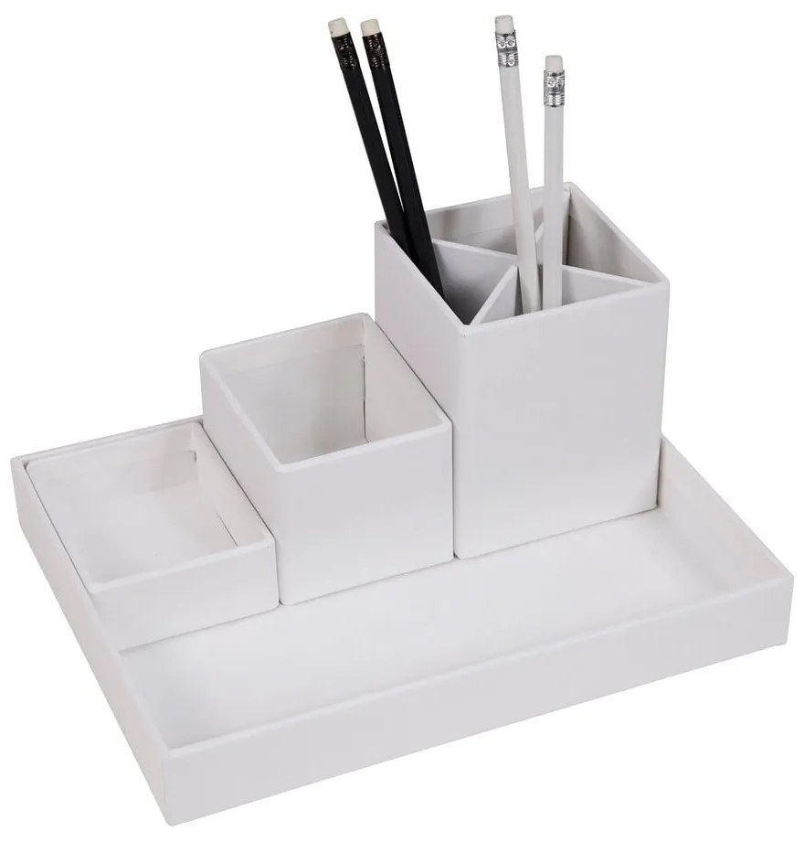Biely 4-dielny stolový organizér na písacie pomôcky Bigso Box of Sweden Lena