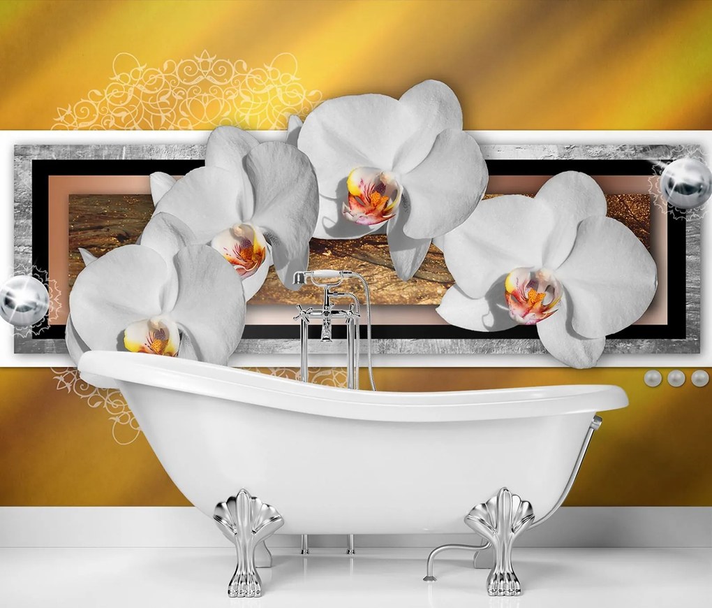 Gario Fototapeta Geometria a orchidey Materiál: Vliesová, Rozmery: 100 x 70 cm