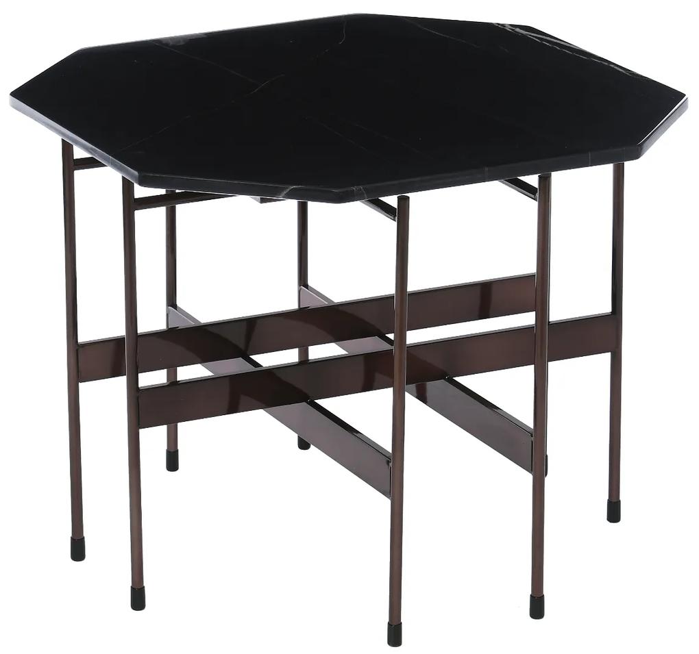 DUKA Príručný stolík s mramorovým povrchom LARUN 58X58X47 CM čierny