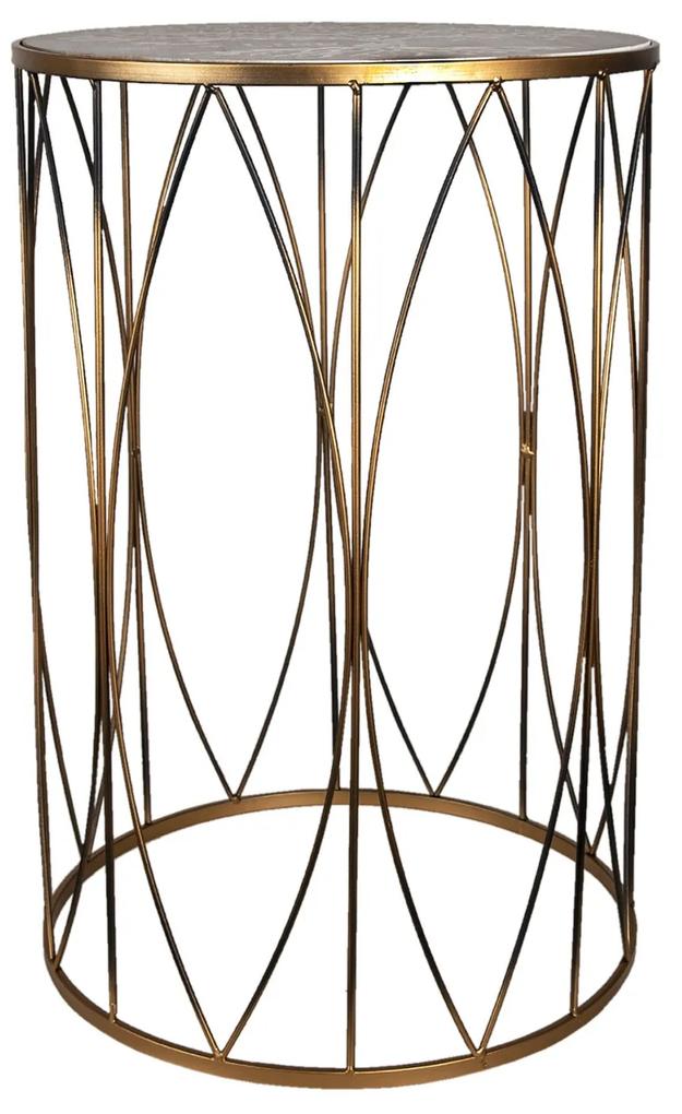 Zlatý kovový odkladací stolík Tree of Life - Ø 40 * 60 cm