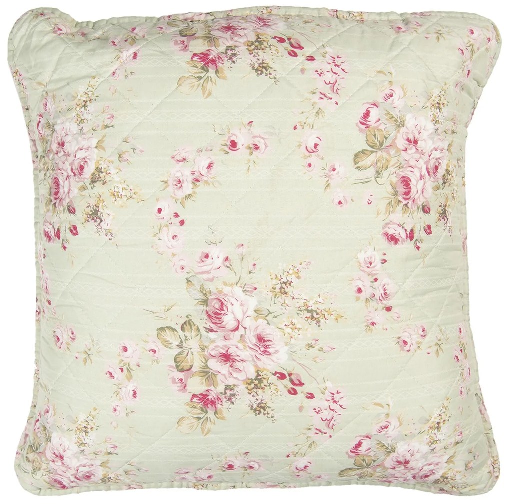 Pastelovo zelený povlak na vankúš s ružami Rosine - 50 * 50 cm