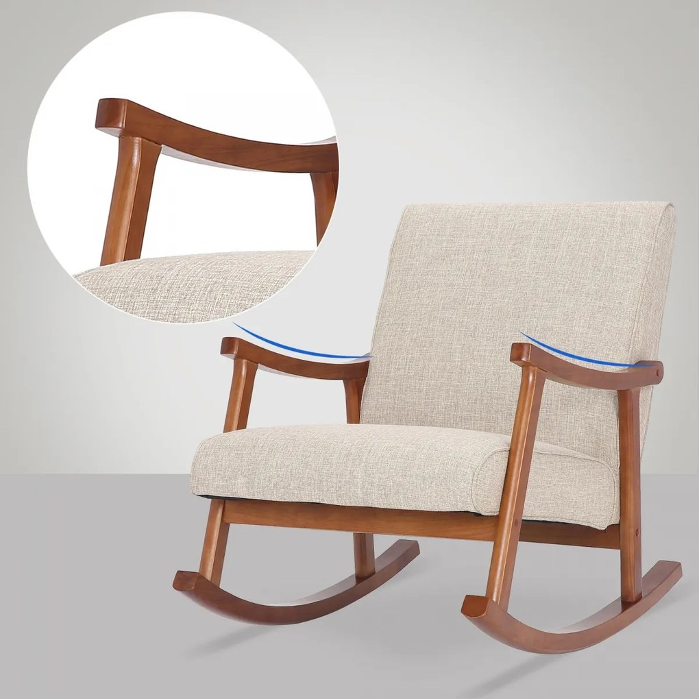 Design-Shop Hojdacie kreslo stolička Morelia - látka, drevené nohy orech - Krémová