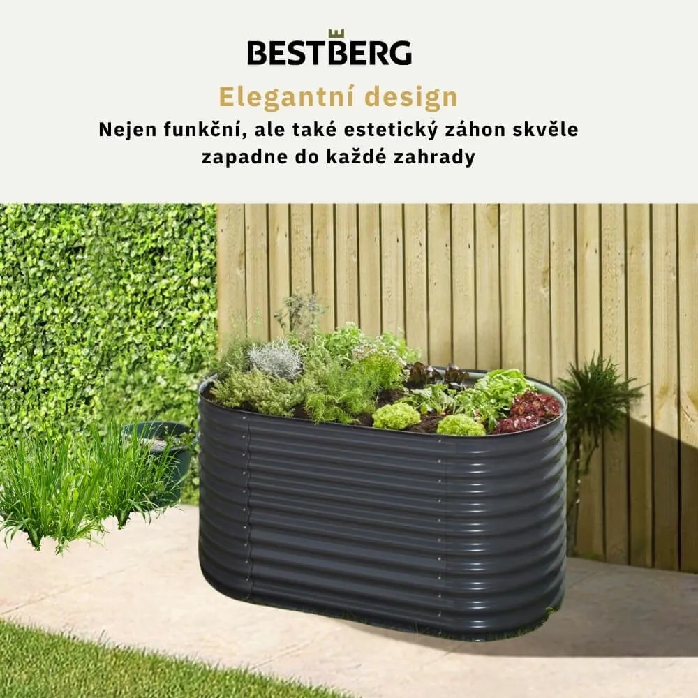 Vyvýšený záhradný záhon BestBerg VZO-XLA / 160 x 80 x 82 cm / šedá