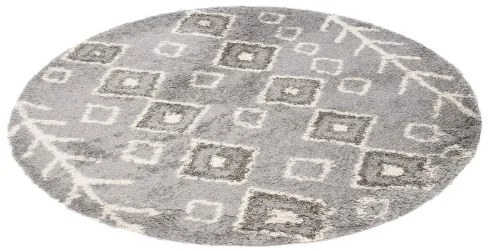 Koberec BOHO L228C tmavosivý / béžový kruh