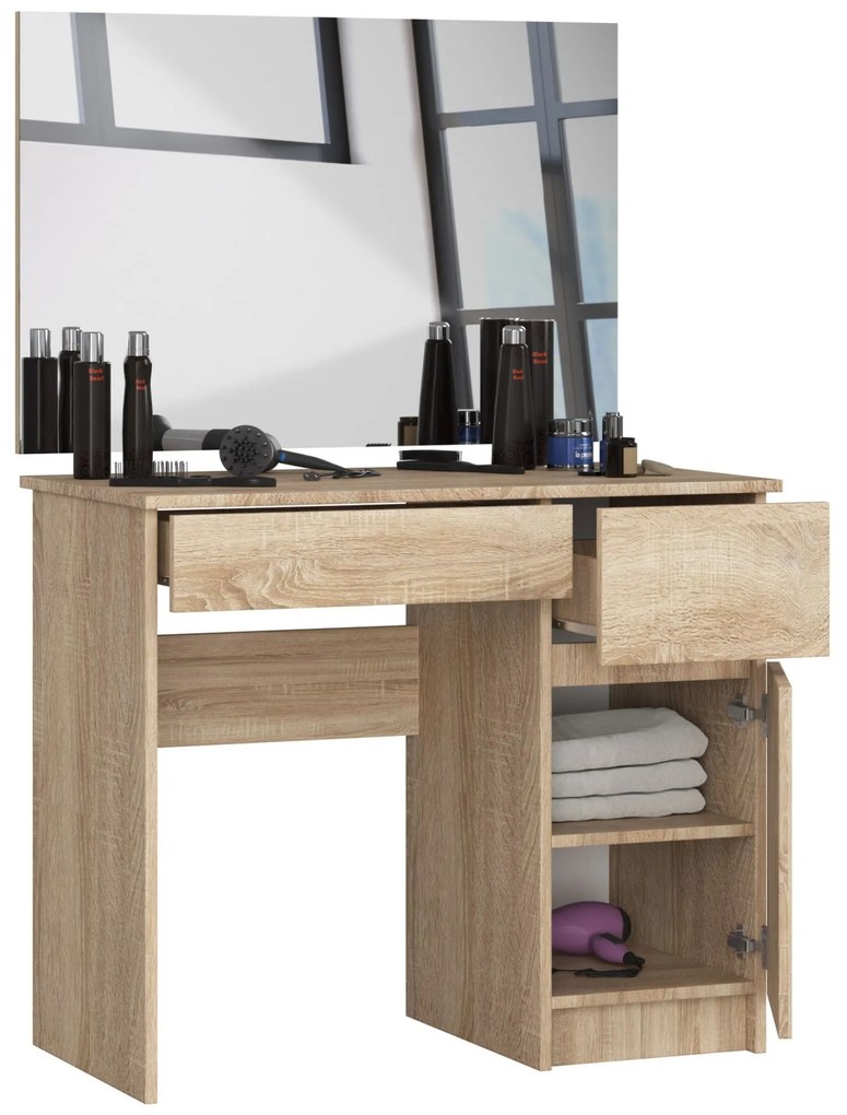 Toaletný stolík Parijat (dub sonoma) (so zrkadlom) (P). Akcia -22%. Vlastná spoľahlivá doprava až k Vám domov. 1070898