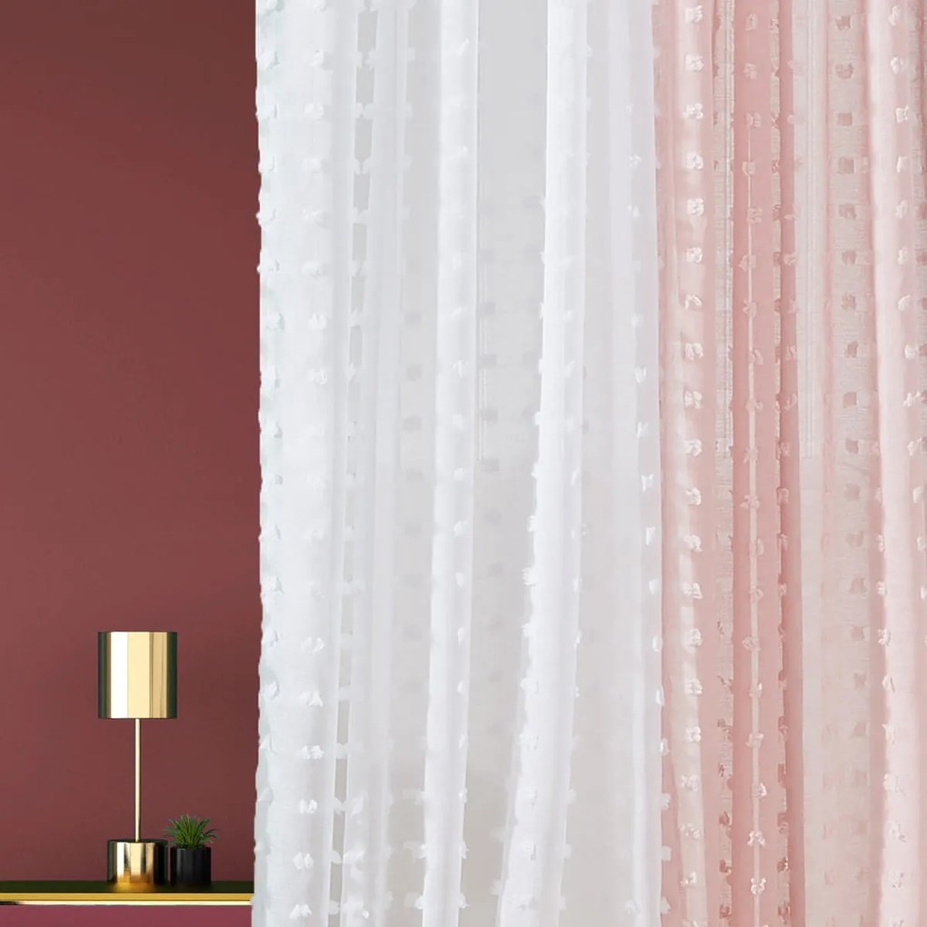 Room99 Záclona na krúžkoch Casablanca Biela Bodky Farba: Béžová, Veľkosť: 140 x 260 cm
