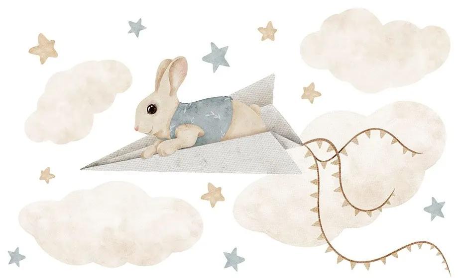 Gario Detská nálepka na stenu Magical animals - zajačik na lietadielku