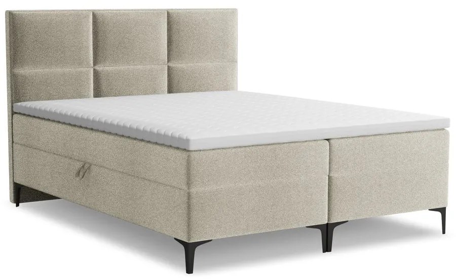 Taupe boxspring posteľ s úložným priestorom 140x200 cm Pakalana – Makamii