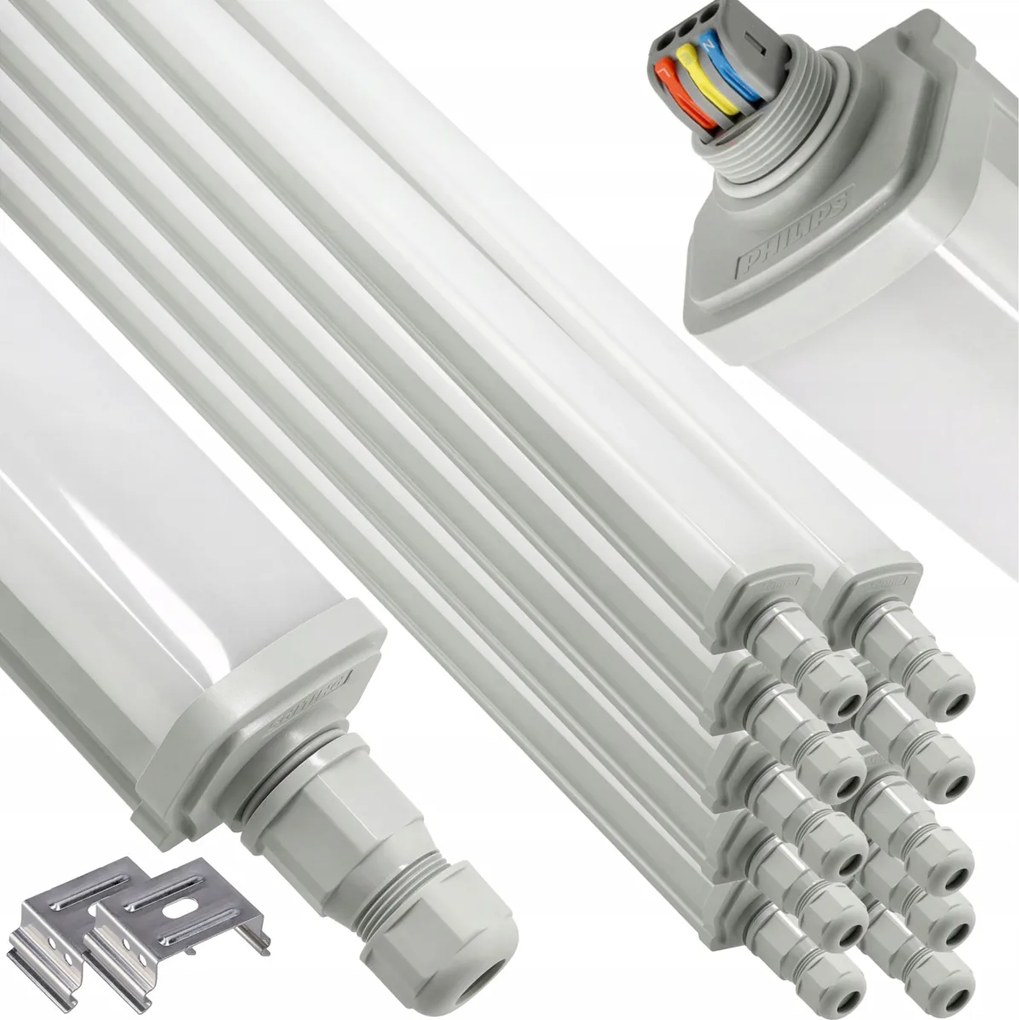Sada 10 hermetických LED svietidiel 125 cm 30W 3600lm 4000K