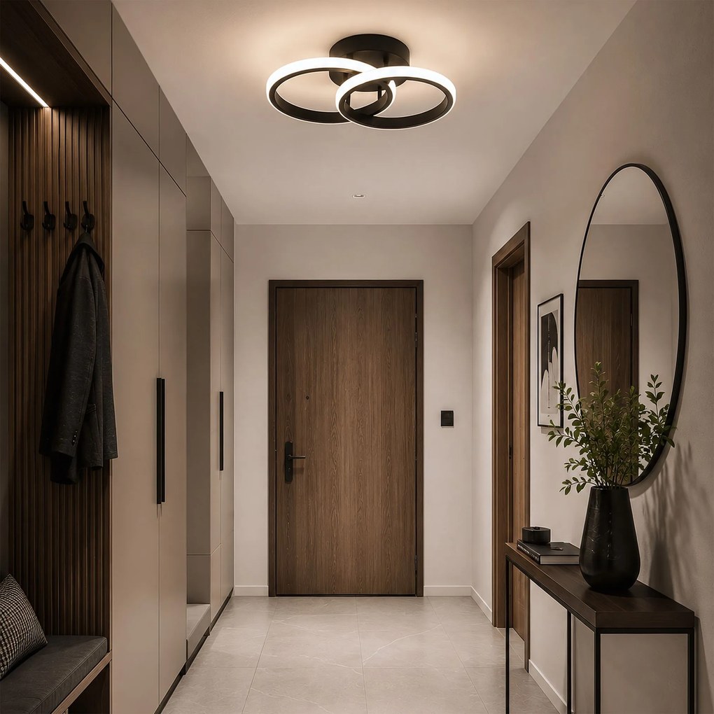 Toolight Toolight, LED stropné svietidlo, 17cm, 15W, 3500K, 1000lm, LHJ121-C, čierna matná, OSW-03275
