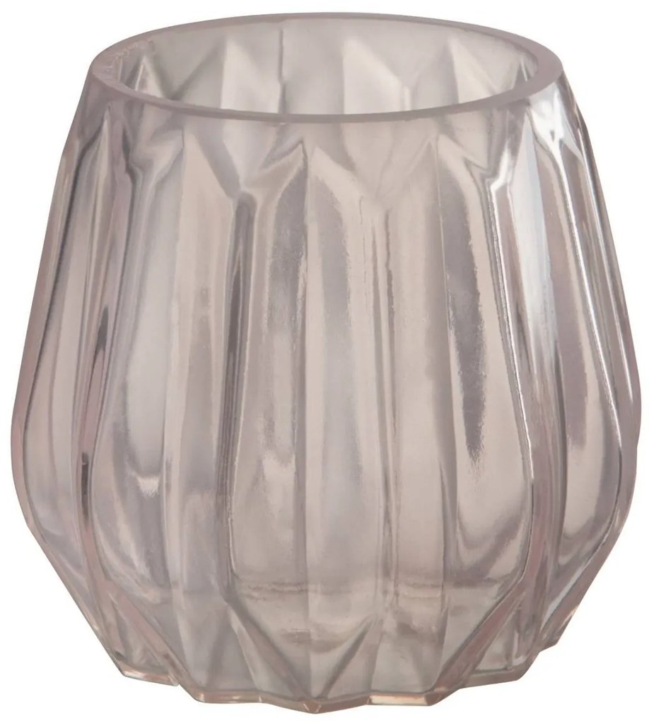 Svetlo ružový sklenený svietnik Anna - 10,5 * 10,5 * 10 cm