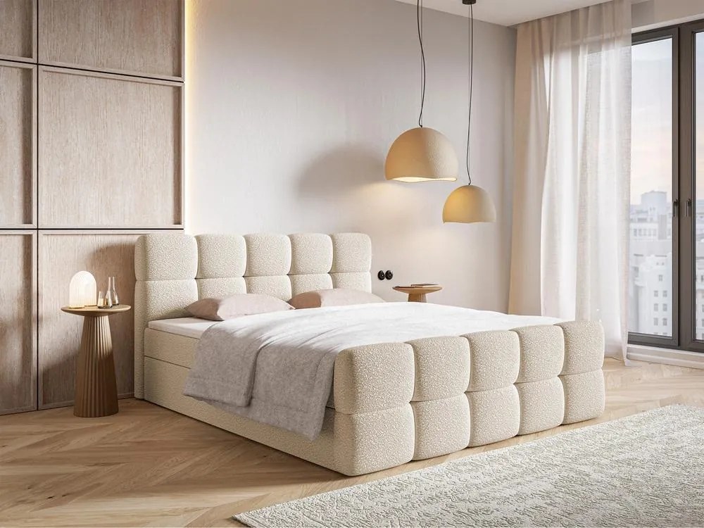 Manželská kontinentálna posteľ 140 cm Cirsten 140C (s roštom a matracom) (s úl. priestorom) (béžová svetlá). Vlastná spoľahlivá doprava až k Vám domov. 1100165