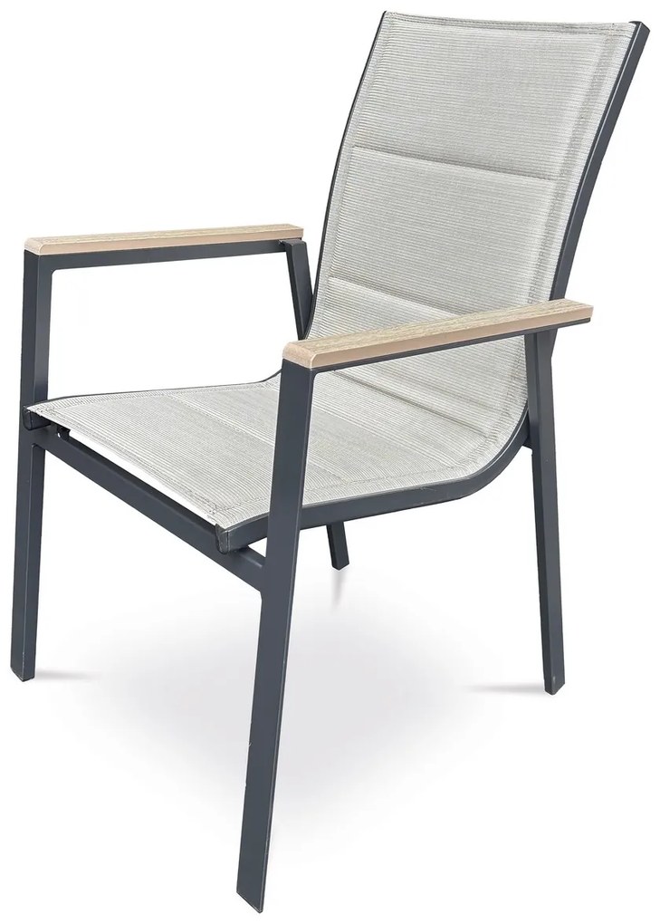 Autronic Záhradná stolička, hliník, textil, béžová, AZC-S1110 BK