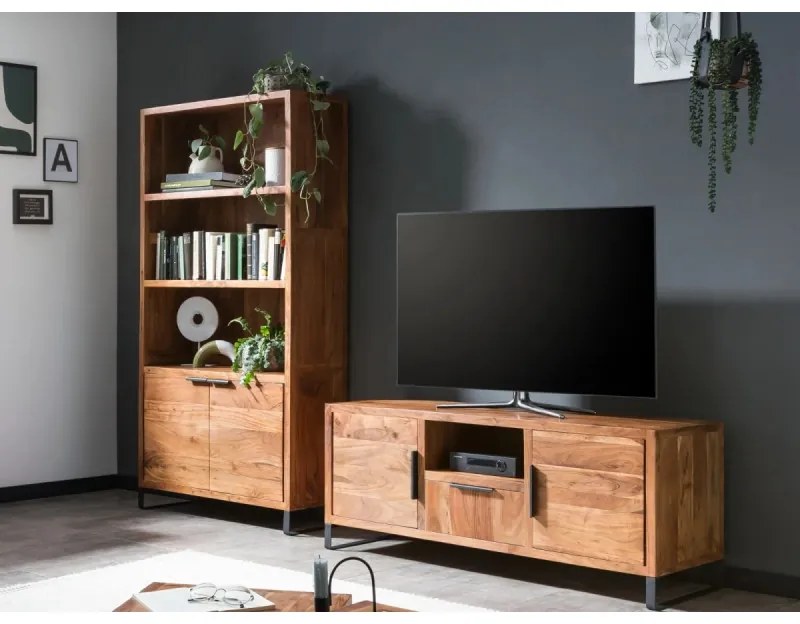 furniture-nabytek.cz - Masívna nástenná jednotka Sydney z akácie, lakovaná, hnedá